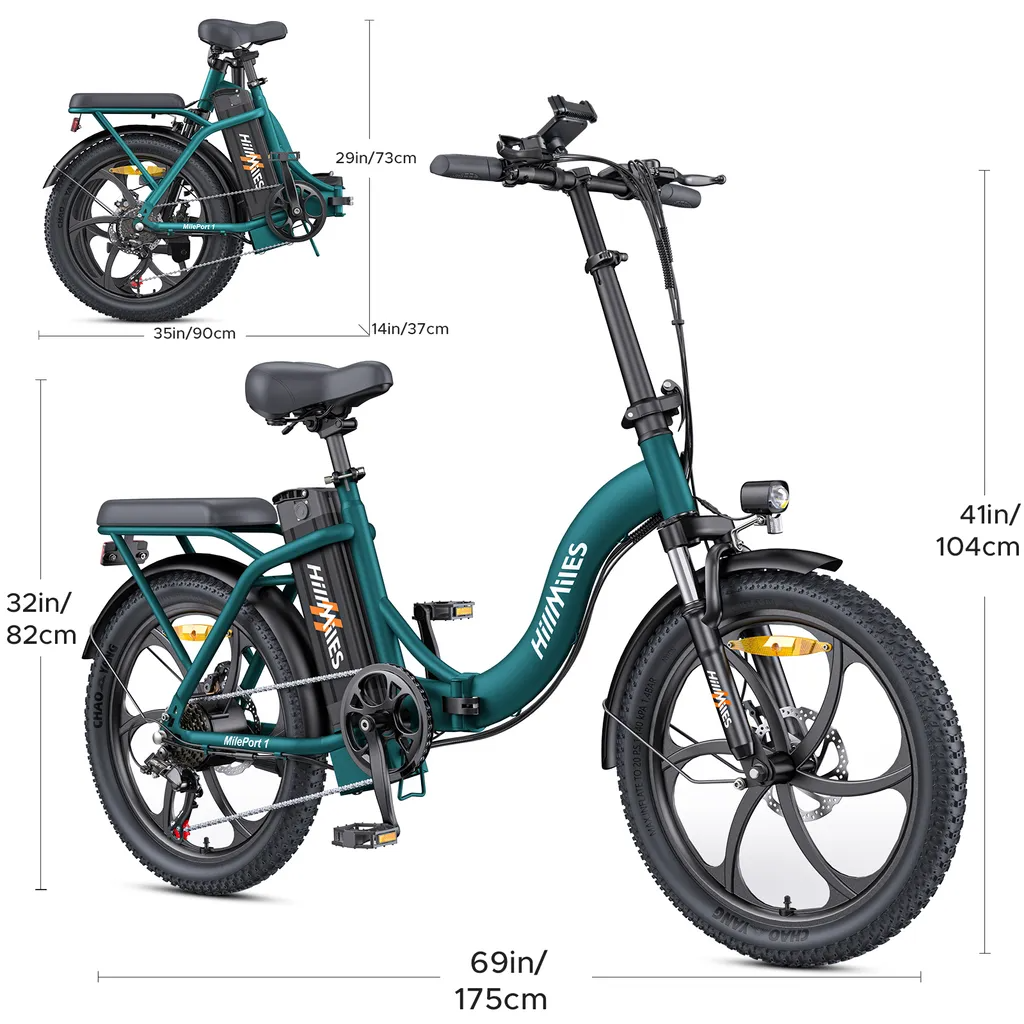 HillMiles MilePort 1 — Klapprad E-Bike 250W | 36V 13Ah | Shimano 7-Gang
